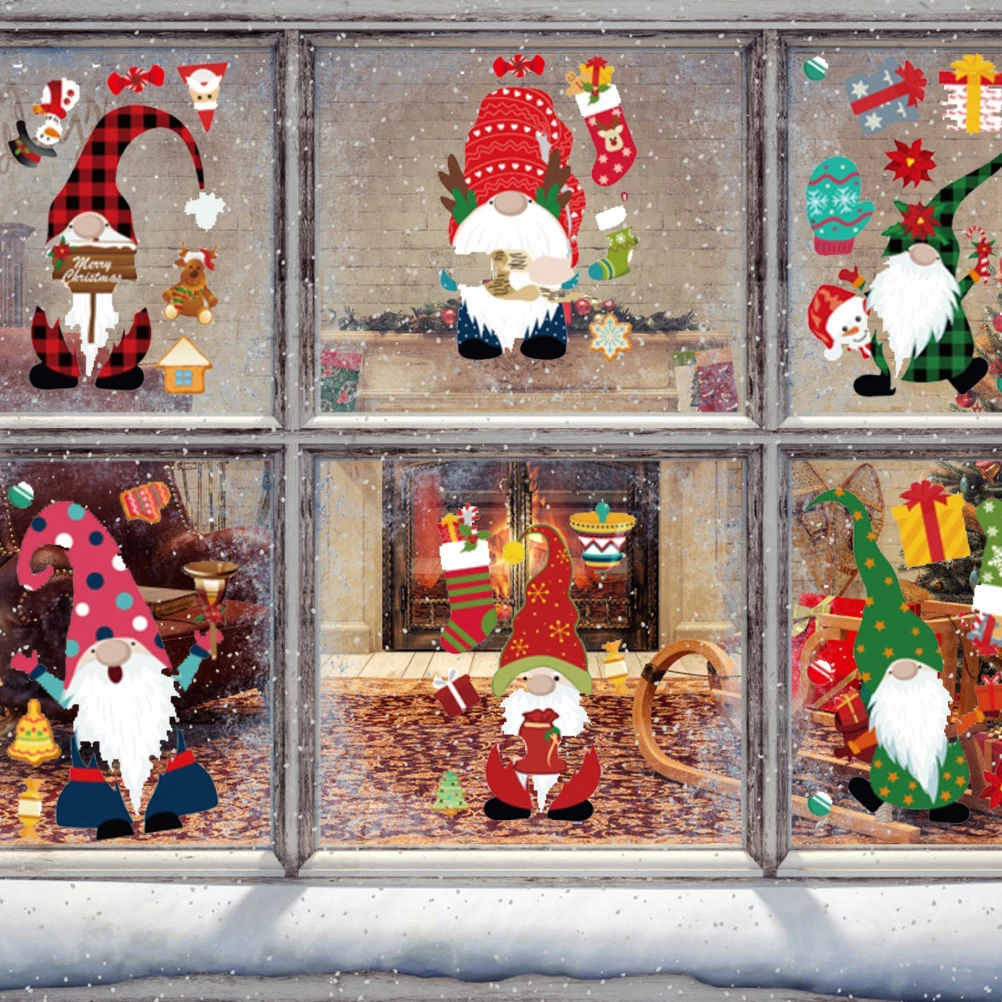 

8 Sheet/Set Christmas Window Clings Christmas Faceless Elf Window Decals Decorations for Home Office