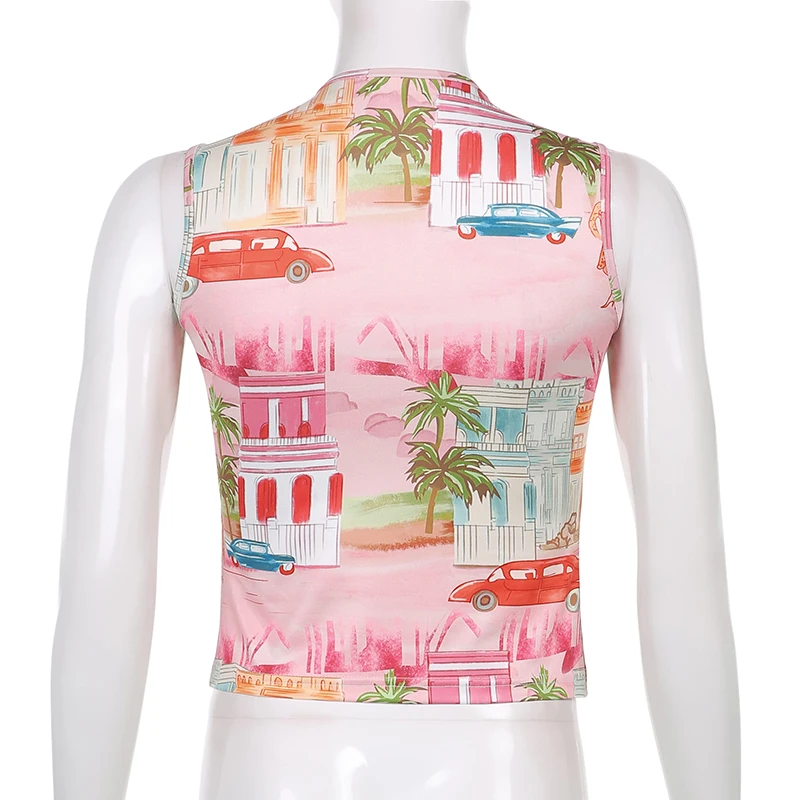 

Rockmore Y2K Aesthetic Colorful Print Tanks Top Y2K Bare Shoulders Corset Women Summer Sleeveless Casual Sexy Cropped Tee Female