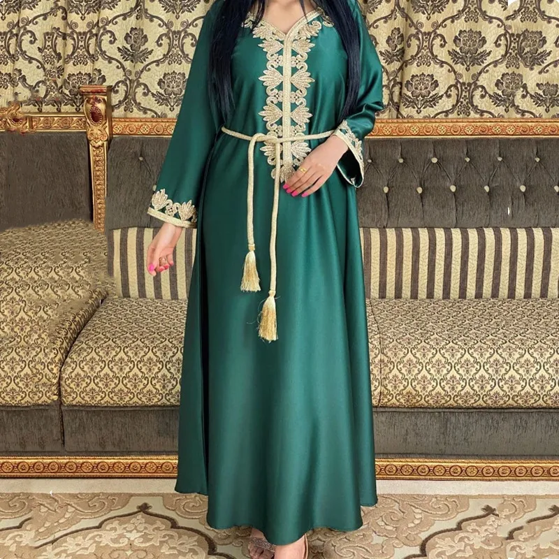 

Ramadan Dubai Abaya Jalabiya Embroidery Islamic dress Caftan Moroccan Muslim Women Long Sleeve Arab Turkey Robe Hijab dres