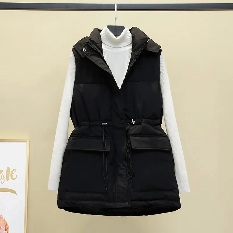2021winter Ultra Light Down Vest Coat Women Fashion Warm Sleeveless Parkas High Collar Waistcoat Female Casual Outerwear Chic To