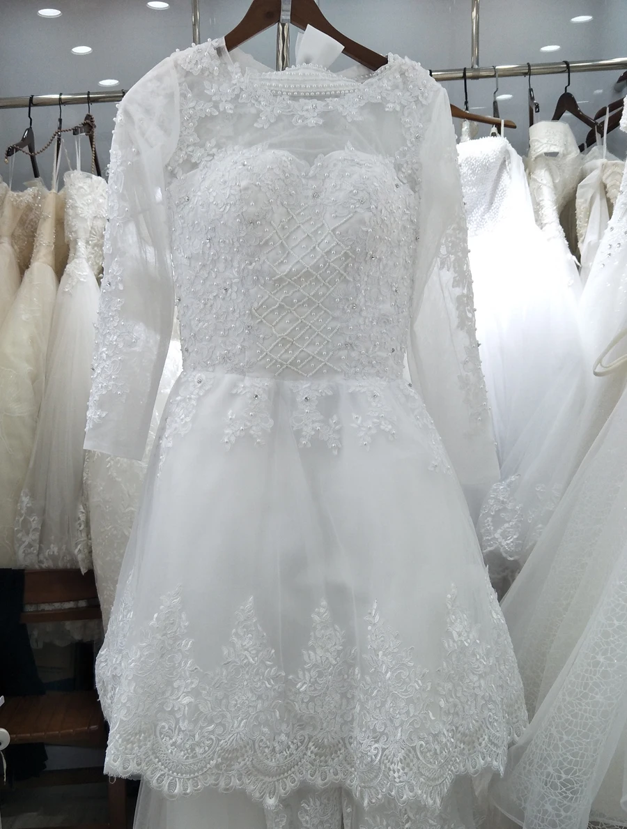 Новинка платье принцессы со съемным шлейфом Vestido De Noiva аппликационные Жемчужины