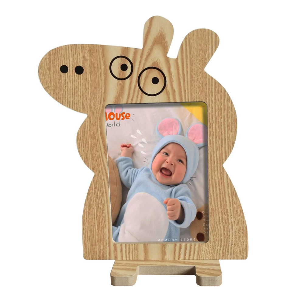 

Wood Picture Frame Children Cartoon Photo Frame For Desktop Picture Animal Piggy Photo Decor Children's Gifts