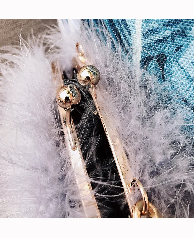 Luxury Designer Fur Purse Women Ostrich Feathers Evening Party Bag Famous Brand Handbag Fall Winter Party Day Cluthes Drop Ship