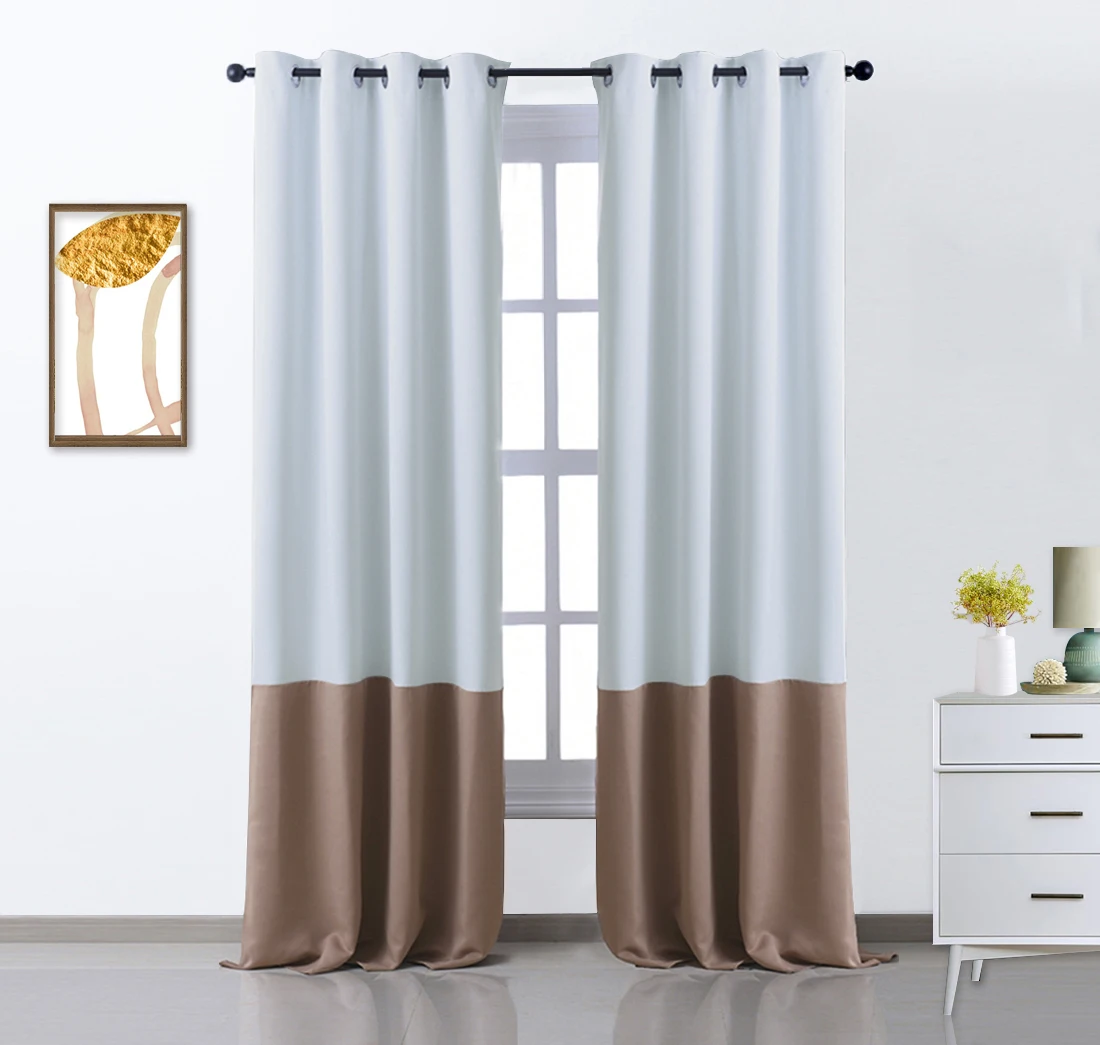 Grayish White Khaki NICETOWN, 1 шт., 2 тона, новые цветные оконные шторы, оконное покрытие, модная термоизолированная уплотненная драпированная панель - Цвет: Grayish White Khaki