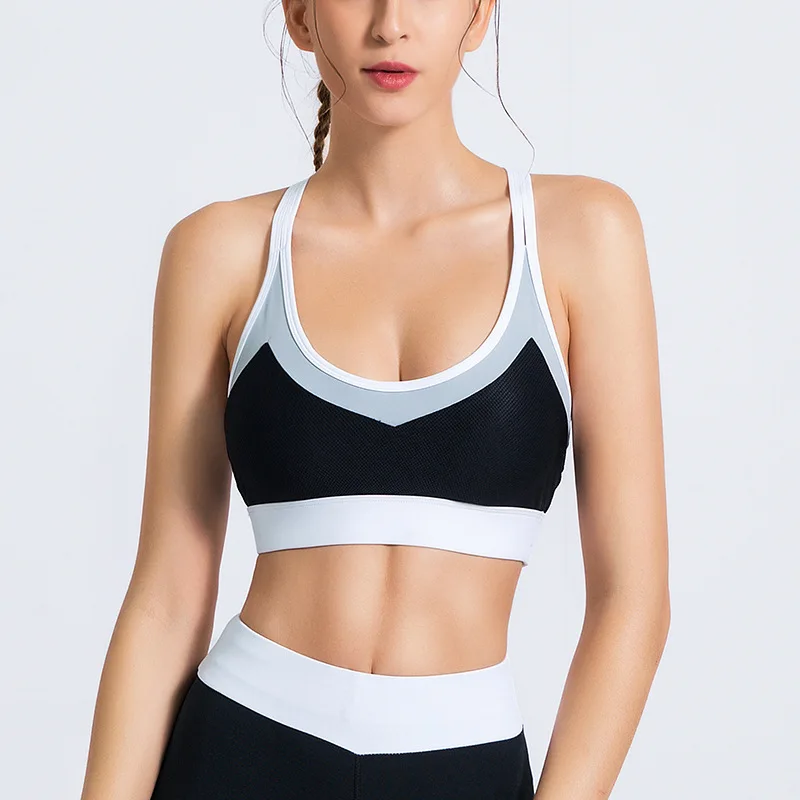 

Beautiful Back Underwear Woman U-Neck Sling Breathable Shockproof Anti-Sweat Gathered Yoga Sports Bra Top Fitness Clothes 2021