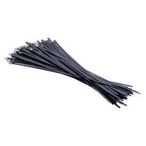 100pcs black 4.6x100/150/200/250/300/350/400 STAINLESS STEEL METAL CABLE TIES TIE ZIP WRAP EXHAUST HEAT STRAPS INDUCTION PIPE