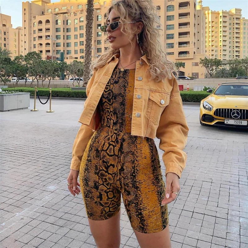 Леопардовые сексуальные комбинезоны в обтяжку для женщин тонкий комбинезон