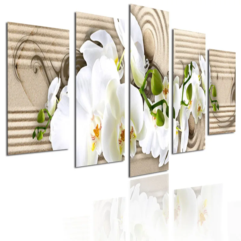 

White flowers and green vines 5pcs poster HD printing landscape wall art canvas painting picture living room home decoration