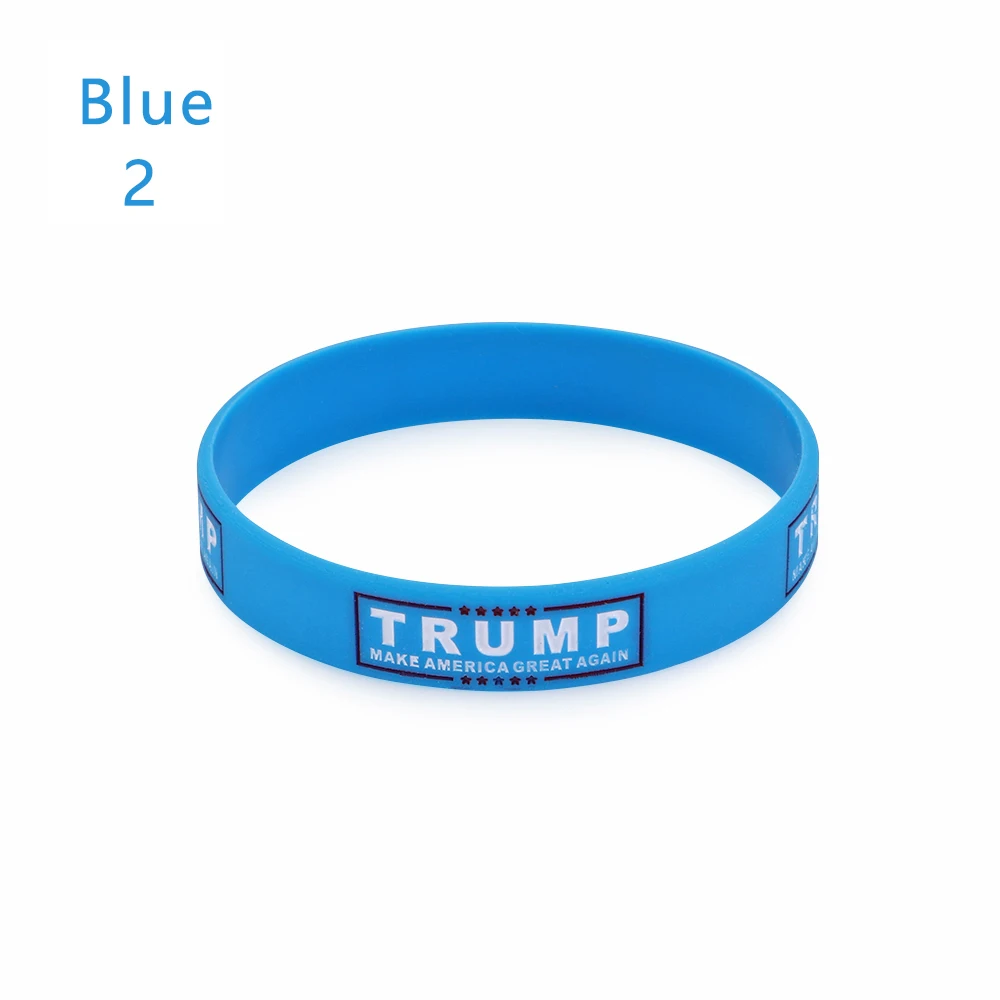 Blue-1 1 шт. Trump President силиконовые браслеты модный синий красный разноцветный браслет повседневные унисекс растягивающиеся модные аксессуары - Окраска металла: Blue-1
