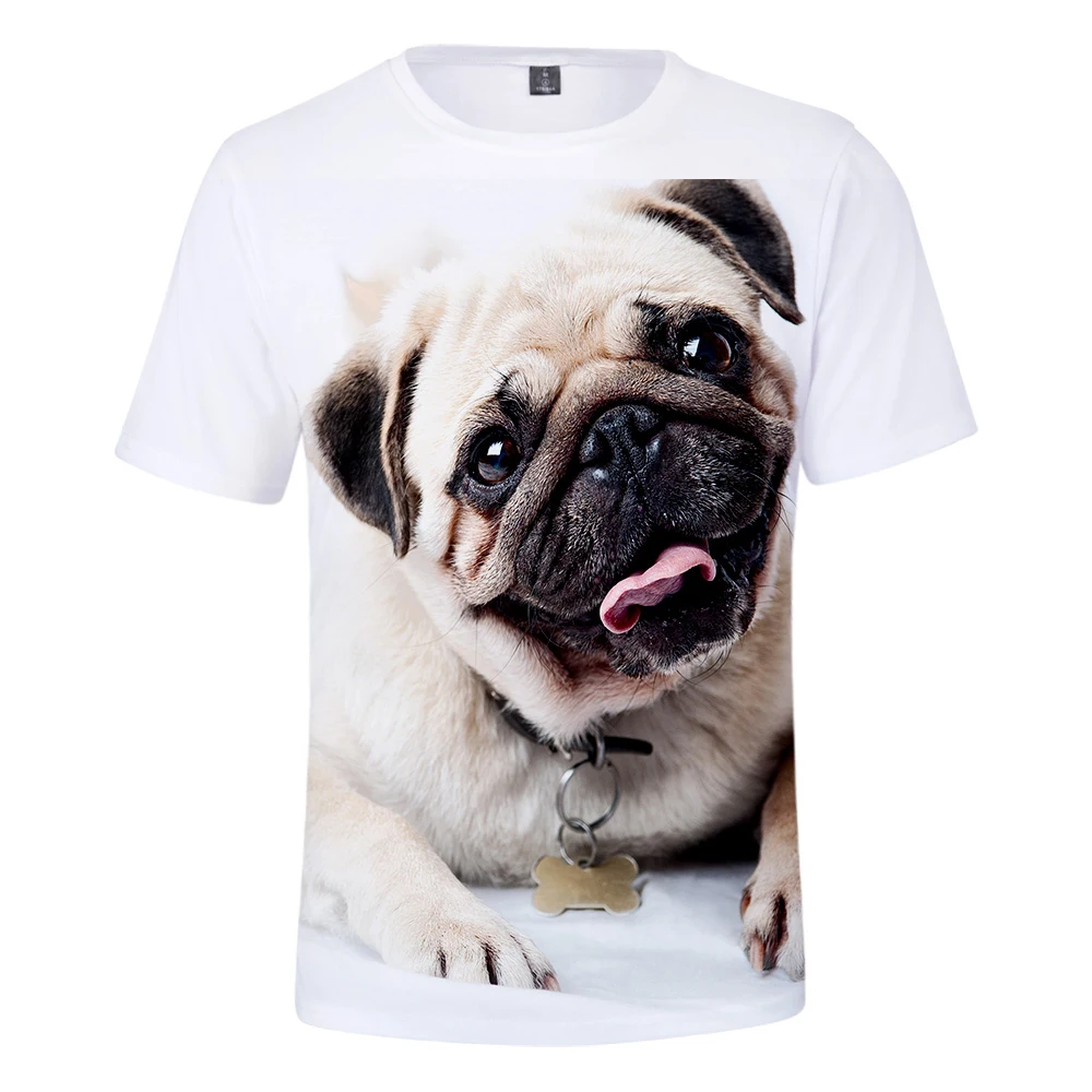 

Pugs 3D printing spring and summer male/female new casual sports short-sleeved fashion printing trendy T-shirt