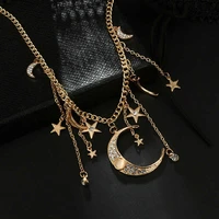 moon choker pendant jewelry womens multilayer chain chic star crystal necklace