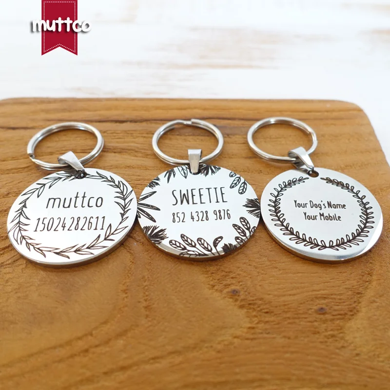

Self-design personalized design stainless steel dog tag dog round tag can crave name tag dog tag for pet 3 styles