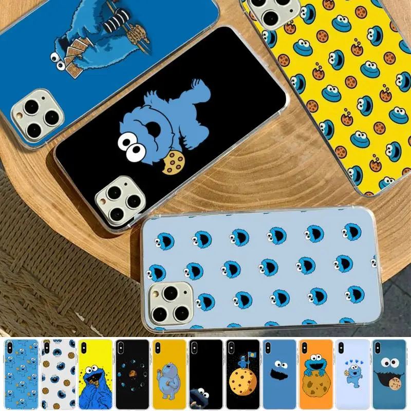 

MaiYaCa Cartoon Cute Sesame Cookie Monster Phone Case for iPhone 11 12 13 mini pro XS MAX 8 7 6 6S Plus X 5S SE 2020 XR case