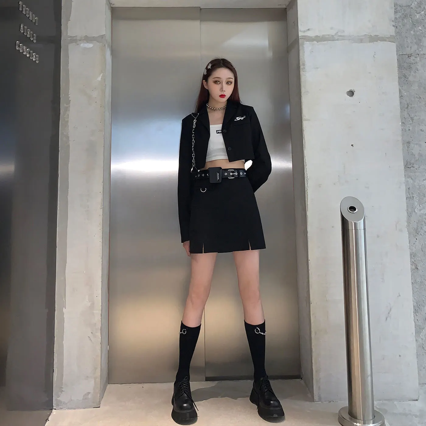 Носки женские с цепочкой в стиле гранж повседневные однотонные | Женская одежда