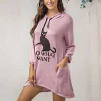 plus size hoodies women i do what i want letter print cat and cup ear pattern pocket oversized sweatshirt spring autumn pullover
