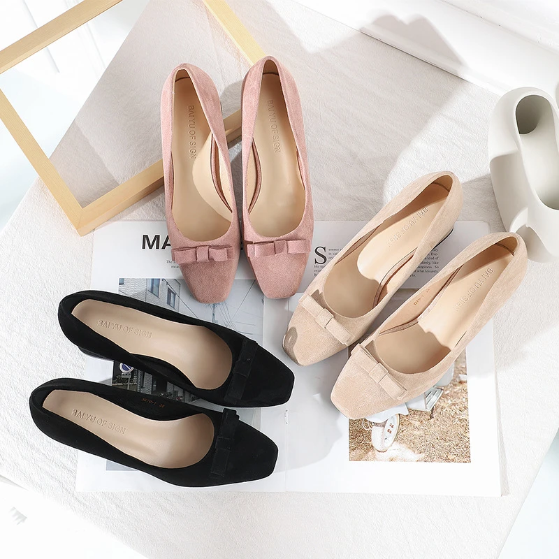 2019 туфли-лодочки женские туфли на квадратном каблуке 5 см новые осенние милые