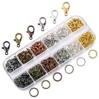 a set jewelry findings 4mm5mm6mm8mm10mm open jump rings split rings 6 colors lobster clasps hooks jewelry making supplies