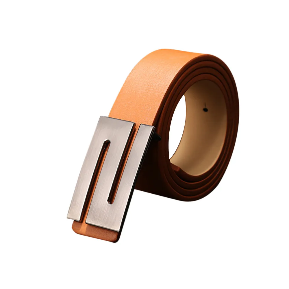 Женский Мужской ремень с металлической гладкой пряжкой кожаный модный простой