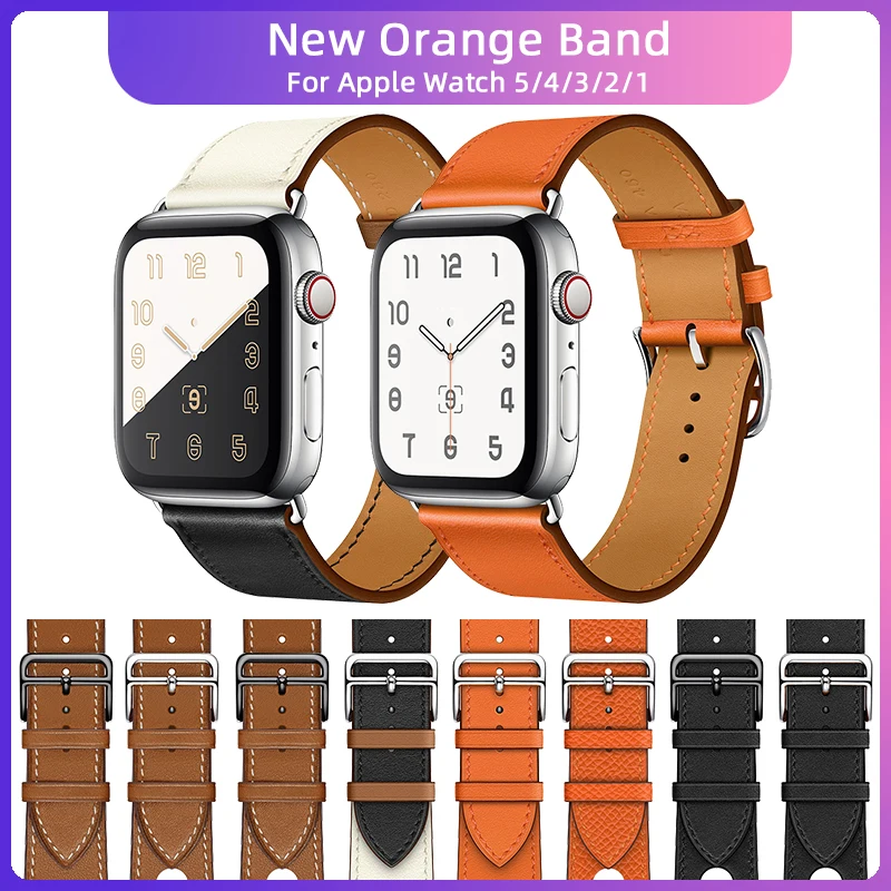 Новый коричневый кожаный ремешок Kebitt с одним отверстием для Apple Watch 44 мм 40 iwatch 5 4 3