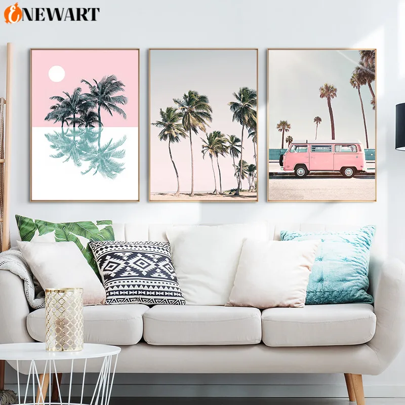 Настенный постер в скандинавском стиле с изображением пейзажа рисунок на холсте