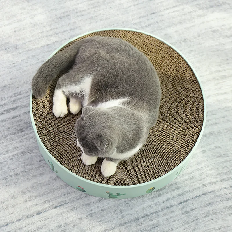 

Curved Cat Scratcher Toy Claw Grinder Protect Sofa Bowl-shaped Cat Kennel Cactus Pattern Corrugated Paper Cat Board Pet Toy
