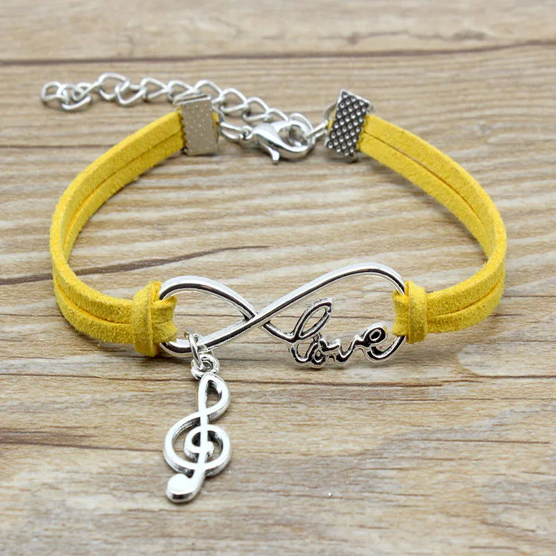 Infinity Love Musical Note Charm Bracelet Suede Leather Adjustable Bracelets Women Girl Minimalist Best Friends Gifts Jewelry | Украшения и