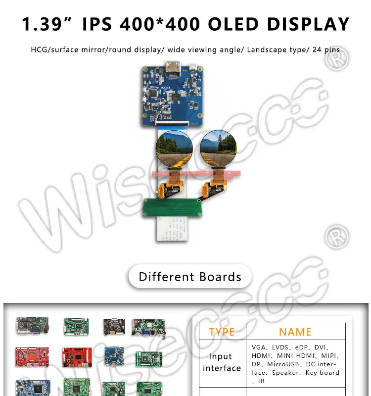 1,39 дюймов 400*400 круглый ЖК amoled oled дисплей 24 контакта с приводной панелью для смарт-носимых проектов