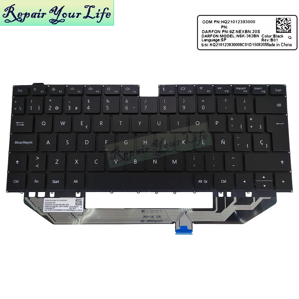 

Spanish Keyboard for Huawei MateBook X PRO 2019 Linux Latin Notebook Keyboards SP LA ES Euro EU Fit MACH-W19 W19C W29BL W19L New