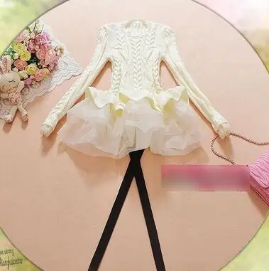 Женское платье-свитер MLXSLKY длинное трикотажное из шифона с круглым вырезом |