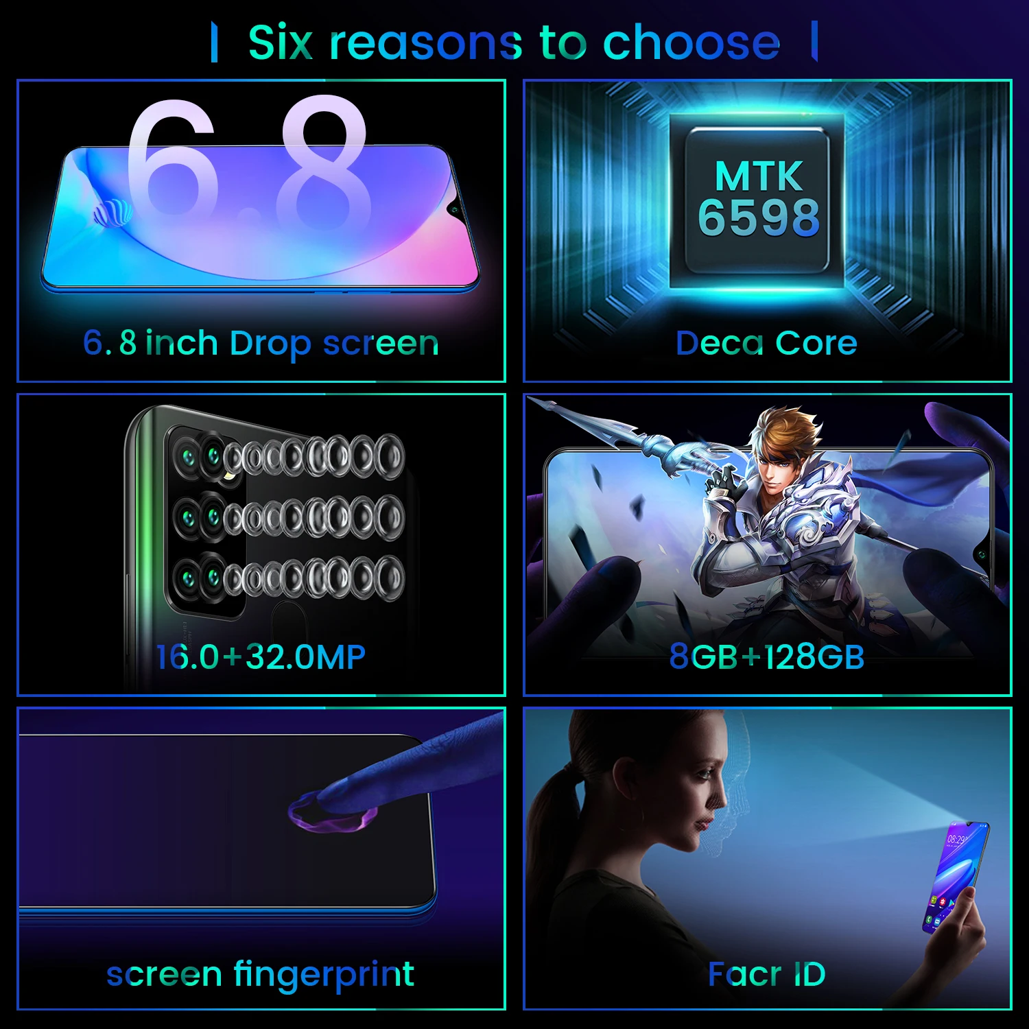 

Global Version A90 12+512GB Smartphone 6.8 Inch 4500mAh 16+32MP Dual SIM Full Screen Fingerprint\Face ID 4G 5G Android CellPhone