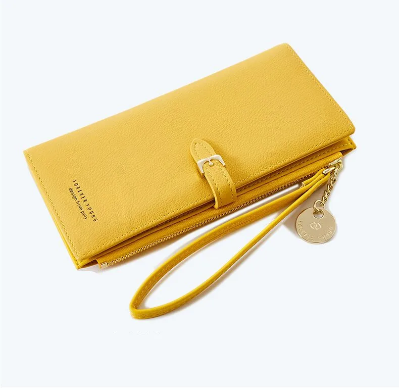 Vento Marea Women Wallet Faux Leather Fashion Lady Wristlet Handbags Long Female Money Bag Zipper Coin Purse Pink Card ID Holder