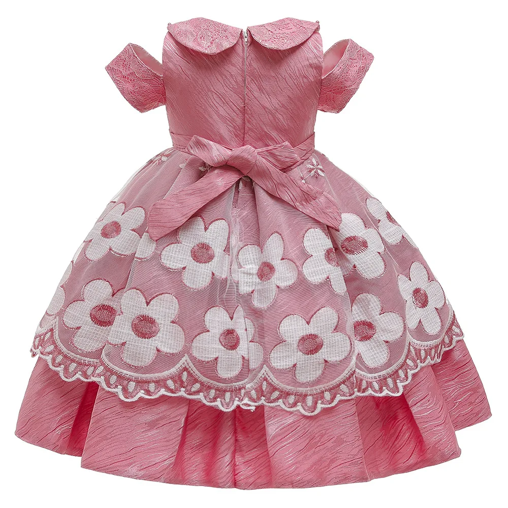 Новинка детская одежда длинное кружевное банкетное платье с цветами для девочек