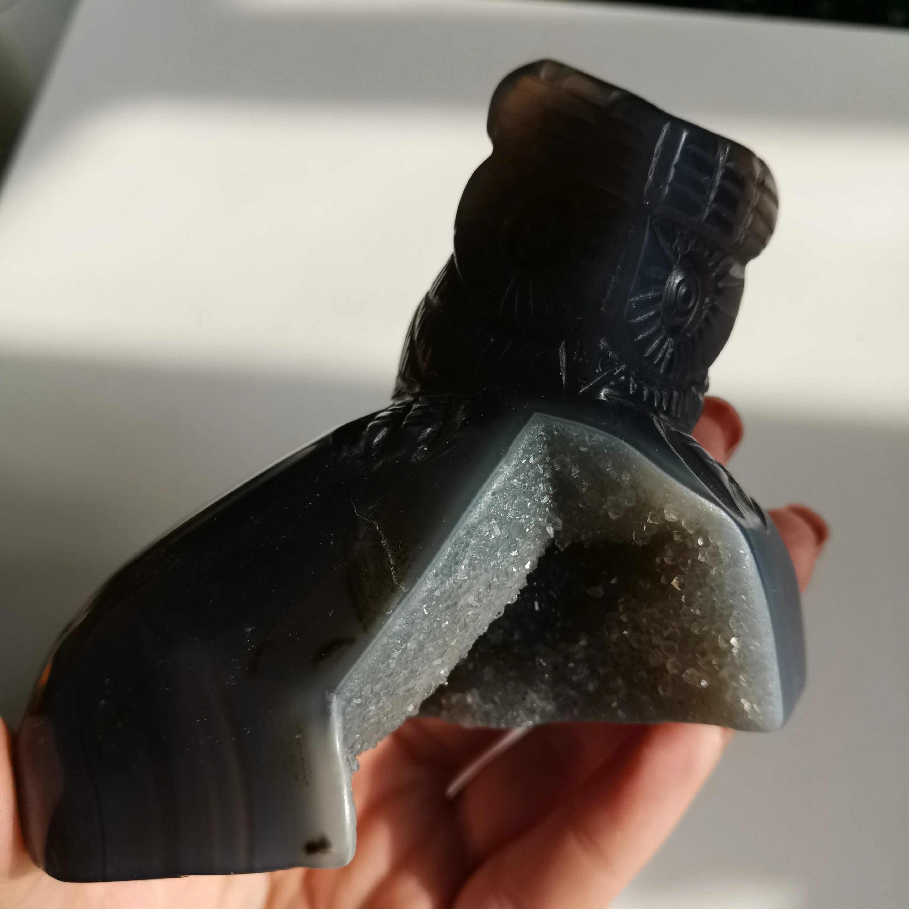 Сегодня сделка -- 314 г натуральный резной Агат Сова исцеляющий камень Горячая