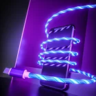 Glowing Cable Mobile Phone Charging Cables LED light Micro USB Type C Charger For iPhone X 11 Samsung S10 S20 Charge Wire Cord