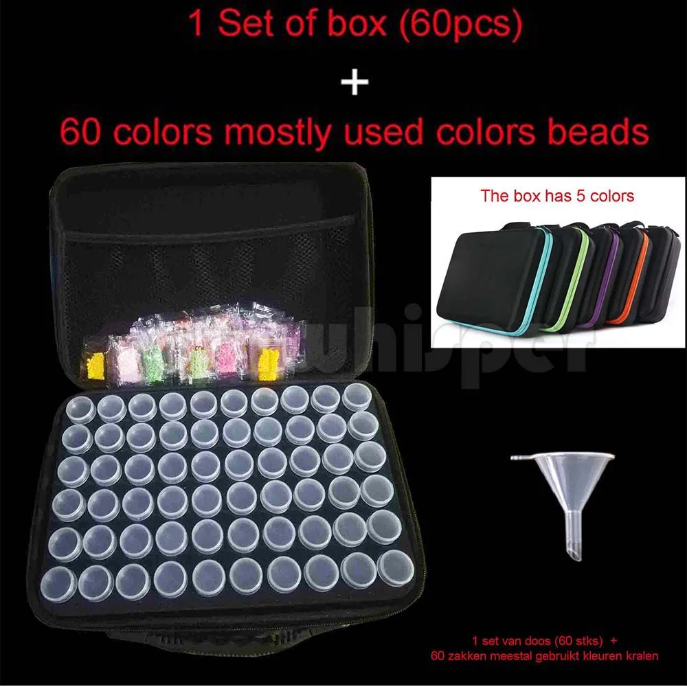 Коробка с 60 бутылками цветов в основном используемые бусины алмазная живопись