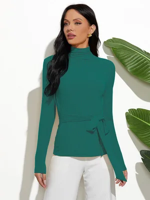 

The Turtleneck Sweater Women 2022 Fashion Yellow Thin Knitted Sweaters Tops Slim Autumn Winter Pullover Jumpers Solid Color Tops