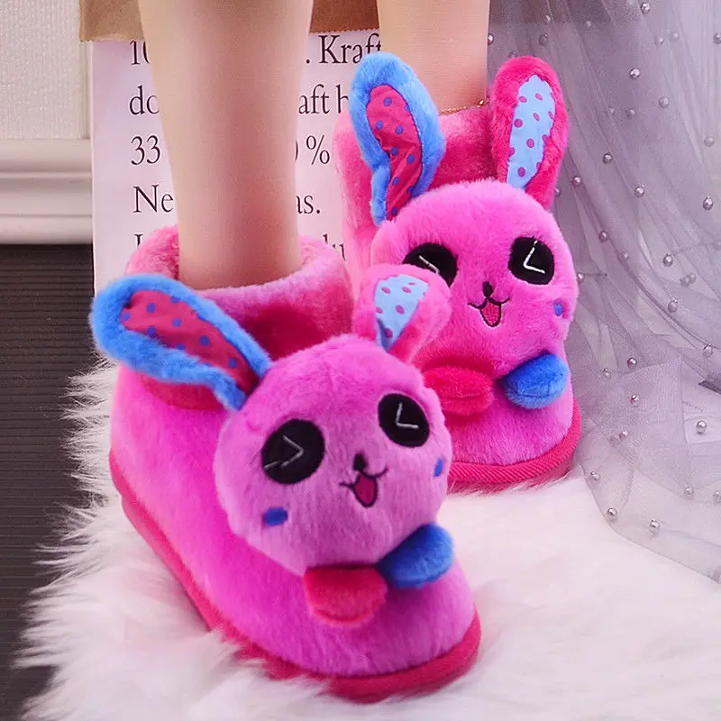 Милые женские тапочки с кроликом из мультфильма зимние меховые плюшевые теплые