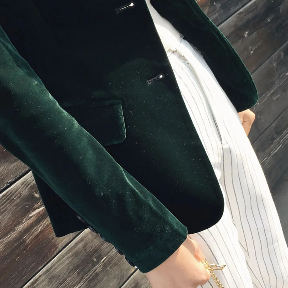 Женский вельветовый блейзер с длинным рукавом и карманами