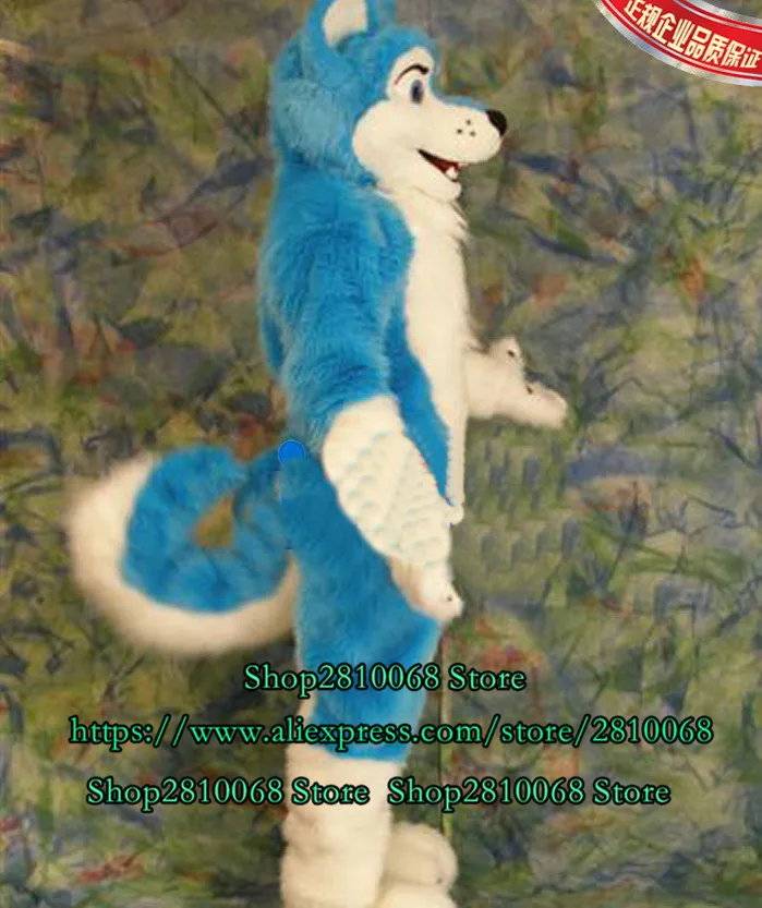 Фабричная розетка костюм талисман с синей длинной шерстью Хаски собакой лисицей