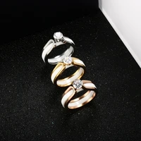 women fashion stainless steel rings classic rhinestone with white finger ring couple lover jewelry wedding party gifts bijoux