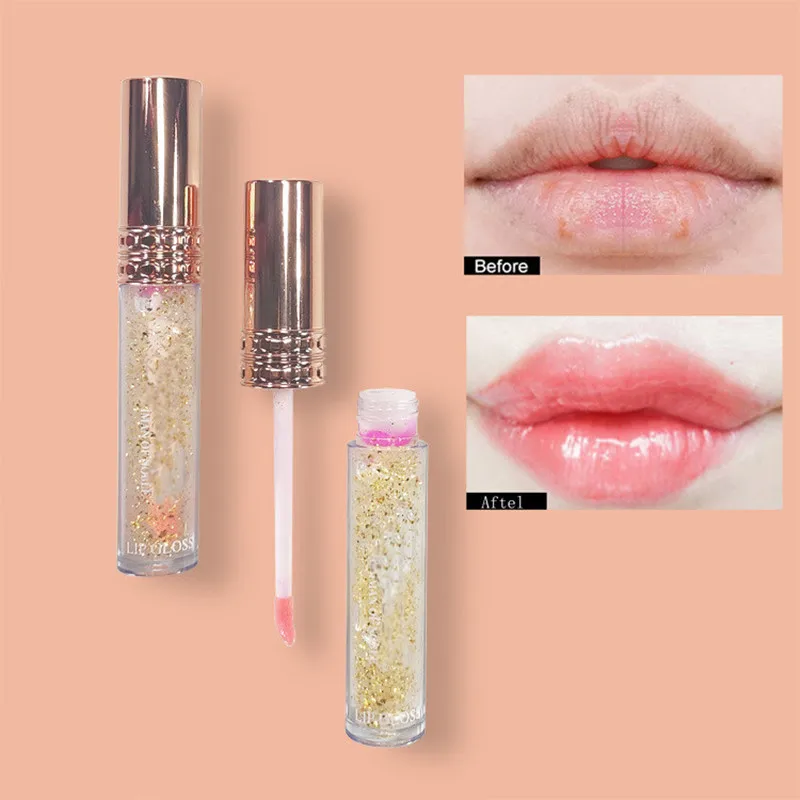 24 каратный золотой блеск для губ с повышением температуры меняющий цвет