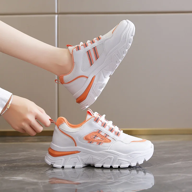 

2021 Autumn New Heighten Casual Sneakers Women Korean Style White Sports Shoes for Women Students Platform Shoes Female A147