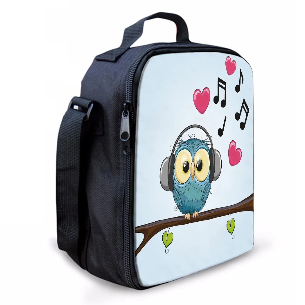 Новые сумки для ланча с рисунком совы музыка сердце путешествий на открытом
