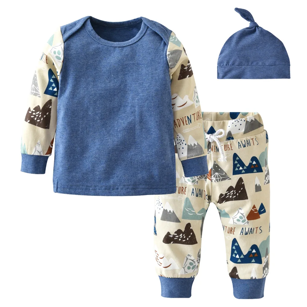 2021 Autumn style Baby Boy Clothing Sets Cotton Long sleeve Infant Cartoon 3pcs suit Girls Clothes Newborn Toddler Outfits | Детская