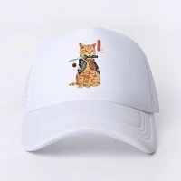 2021 japanese anime cat casual plain mesh baseball cap adjustable snapback hats for women men hip hop advertising white cap