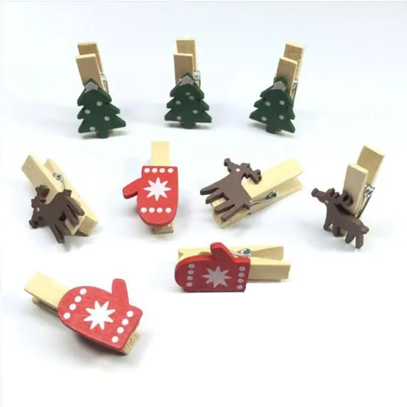 10/50 шт. мультяшный стикер деревянный зажим Рождественская серия для защиты