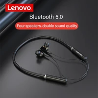 original lenovo xe66 pro dual dynamic neckband wireless headphones bluetooth earphone 4 speakers hifi stereo hd call waterproof