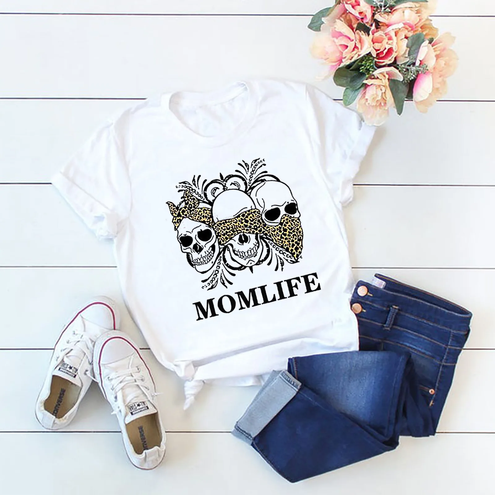 

Mom Life Letter Print Women T Shirt Short Sleeve O Neck Loose Women Tshirt Ladies Tee Shirt Tops Clothes Camisetas Mujer