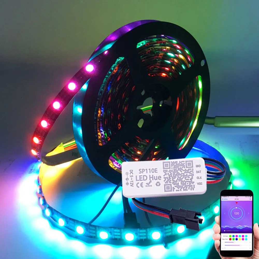 

USB WS2812B LED Strip APPBluetooth Controller RGB 5050 Individually Addressable Led Strip Light WS2812 Pixel Strips Set DC5V