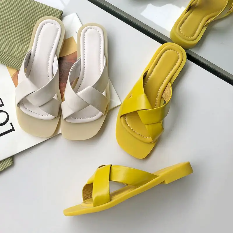 

COOLULU 2020 Casual Women House Slippers Summer Shoes Oepn Toe All Match Ladies Slip on Slippers Women Slides Shoes 33-39